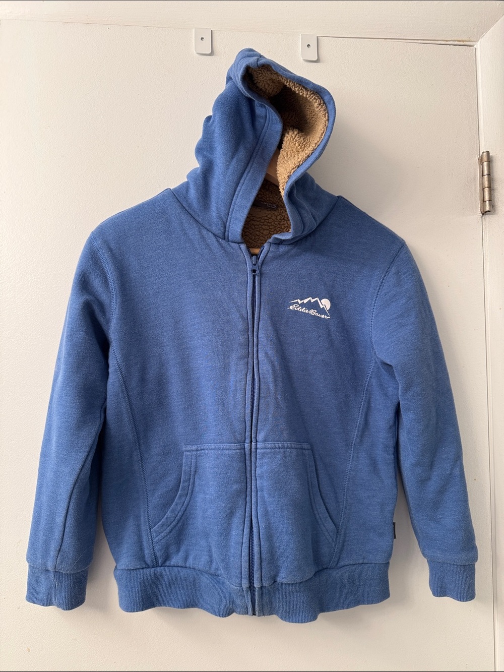 Eddie Bauer Youth Blue Zip-Up Hoodie with Sherpa Lining M (10-12)